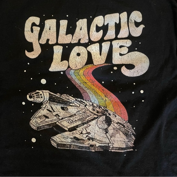 STAR WARS Galactic Love Black Tee T-Shirt - Picture 3 of 5